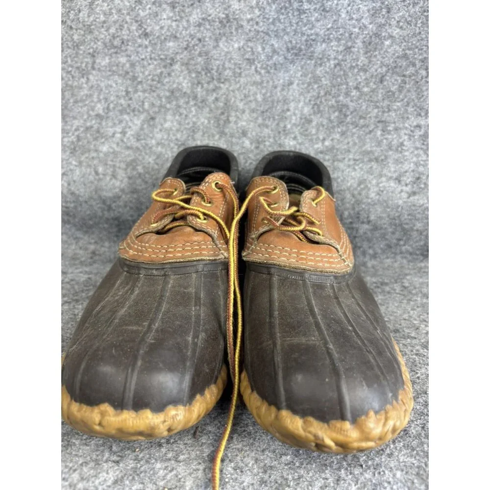 LL Bean Maine Hunting Shoes Mens Size 9 Brown Leather Rubber Duck Boots Made USA